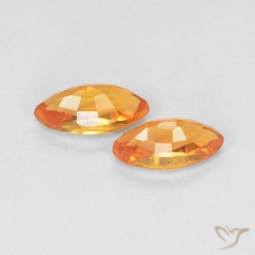 Gemas de Zafiro Naranja claro natural de 0.49 ct, Marquesa, VVS