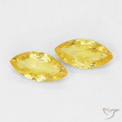 Gemas de Zafiro Amarillo medio natural de 0.33 ct, Marquesa, VVS-VS