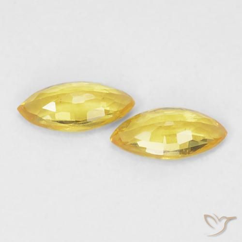Gemas de Zafiro Amarillo medio natural de 0.33 ct, Marquesa, VVS-VS