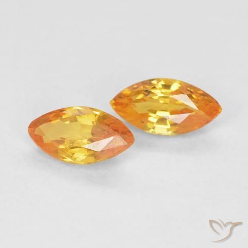 Gemas de Zafiro Dorado naranja natural de 0.39 ct, Marquesa, VVS