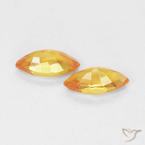 Gemas de Zafiro Dorado naranja natural de 0.39 ct, Marquesa, VVS