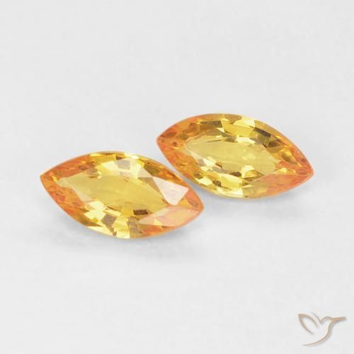 Gemas de Zafiro Naranja medio natural de 0.39 ct, Marquesa, VVS