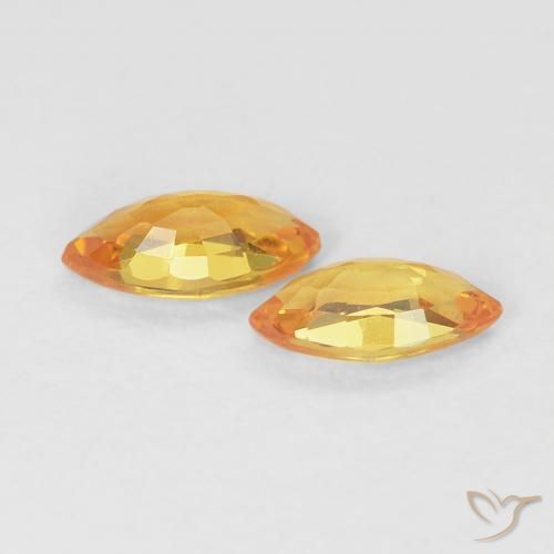Gemas de Zafiro Naranja medio natural de 0.39 ct, Marquesa, VVS