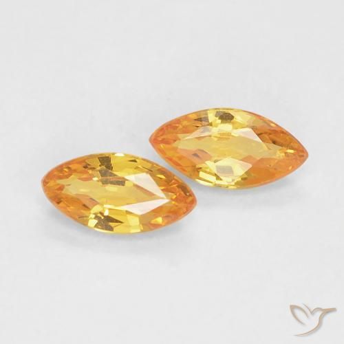 Gemas de Zafiro Dorado naranja natural de 0.37 ct, Marquesa, VVS