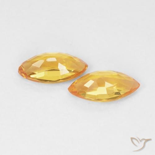 Gemas de Zafiro Dorado naranja natural de 0.37 ct, Marquesa, VVS