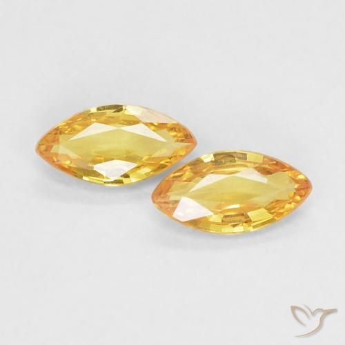 Gemas de Zafiro Dorado medio natural de 0.35 ct, Marquesa, VVS
