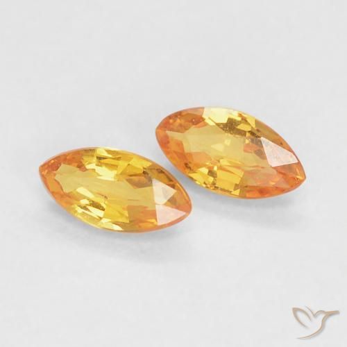 Gemas de Zafiro Naranja medio natural de 0.41 ct, Marquesa, VVS