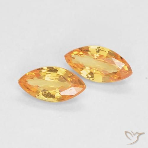 Gemas de Zafiro Dorado naranja natural de 0.37 ct, Marquesa, VVS
