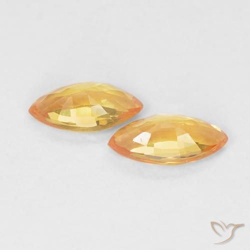 Gemas de Zafiro Dorado naranja natural de 0.37 ct, Marquesa, VVS