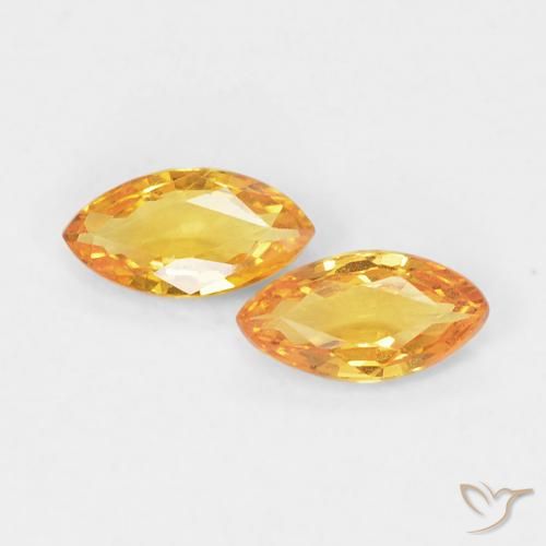 Gemas de Zafiro Dorado naranja natural de 0.34 ct, Marquesa, VVS
