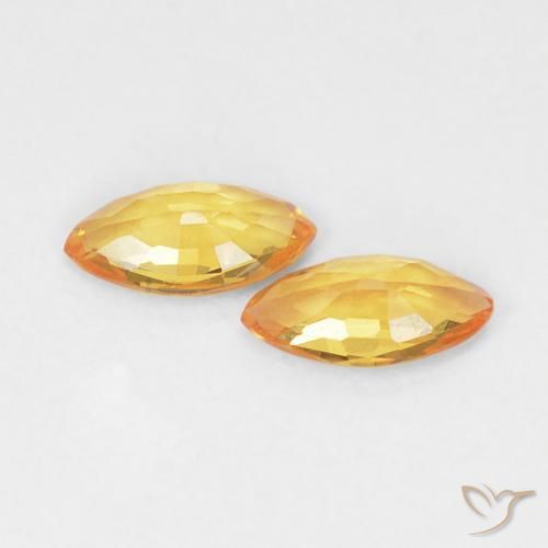 Gemas de Zafiro Dorado naranja natural de 0.34 ct, Marquesa, VVS