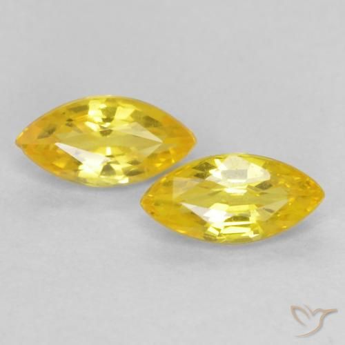 Gemas de Zafiro Amarillo medio natural de 0.42 ct, Marquesa, VVS-VS