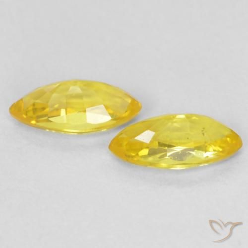 Gemas de Zafiro Amarillo medio natural de 0.42 ct, Marquesa, VVS-VS