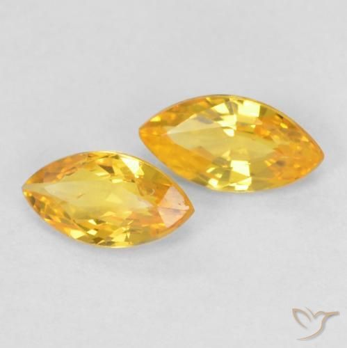 Gemas de Zafiro Dorado claro natural de 0.38 ct, Marquesa, VS