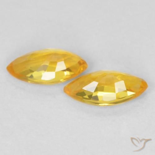 Gemas de Zafiro Dorado claro natural de 0.38 ct, Marquesa, VS