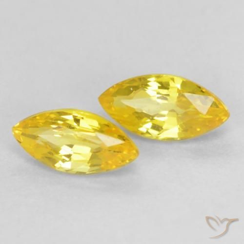 Gemas de Zafiro Amarillo medio natural de 0.44 ct, Marquesa, VVS-VS
