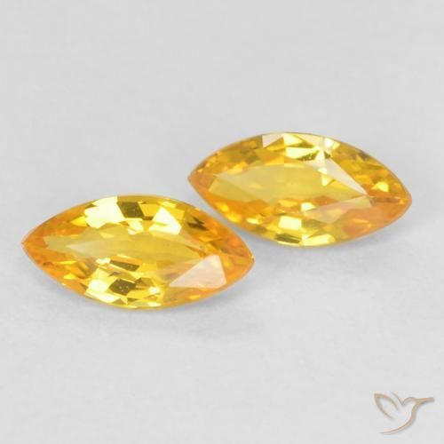 Gemas de Zafiro Dorado medio natural de 0.33 ct, Marquesa, VS
