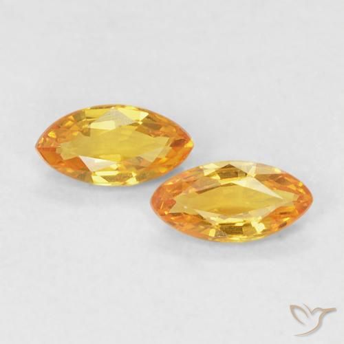 Gemas de Zafiro Naranja medio natural de 0.34 ct, Marquesa, VVS
