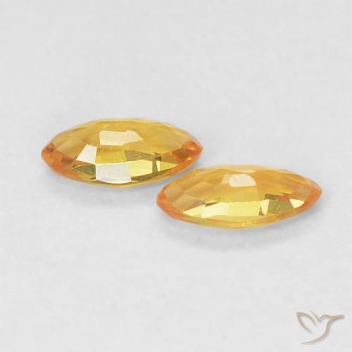 Gemas de Zafiro Naranja medio natural de 0.34 ct, Marquesa, VVS