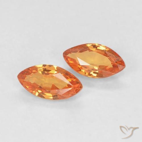 Gemas de Zafiro Ámbar naranja natural de 0.36 ct, Marquesa, VVS