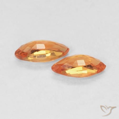 Gemas de Zafiro Ámbar naranja natural de 0.36 ct, Marquesa, VVS