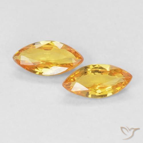 Gemas de Zafiro Naranja dorado natural de 0.36 ct, Marquesa, VVS