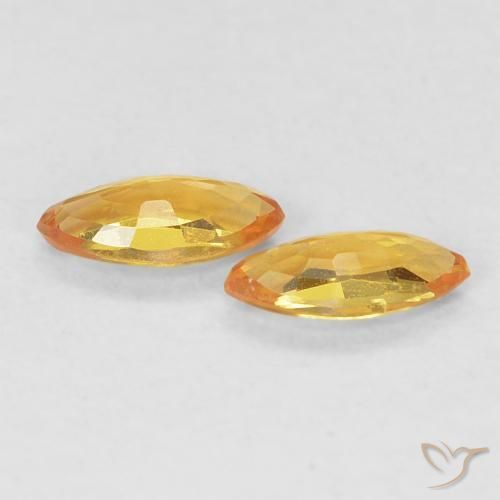 Gemas de Zafiro Naranja dorado natural de 0.36 ct, Marquesa, VVS