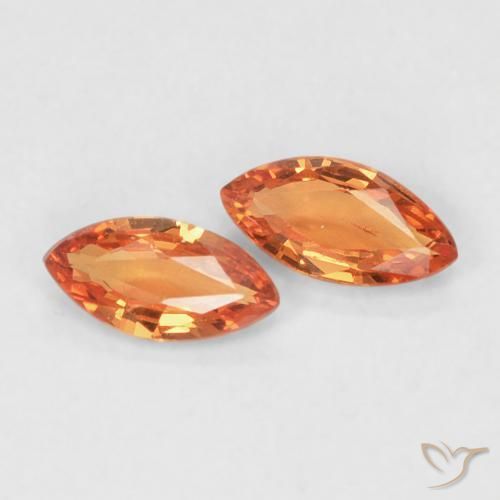 Gemas de Zafiro Naranja fuego natural de 0.34 ct, Marquesa, VVS-VS