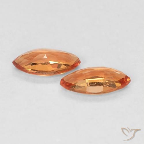 Gemas de Zafiro Naranja fuego natural de 0.34 ct, Marquesa, VVS-VS