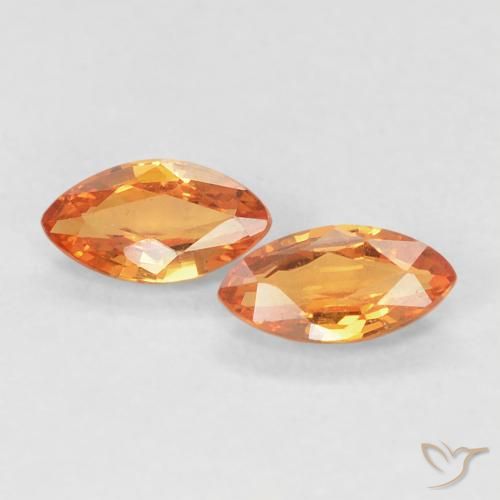 Gemas de Zafiro Naranja medio natural de 0.39 ct, Marquesa, VVS