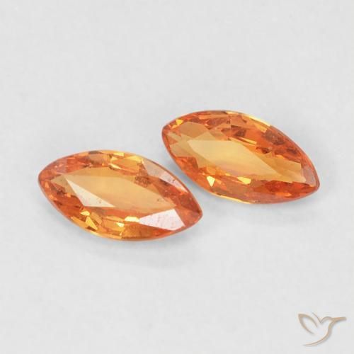 Gemas de Zafiro Naranja rojizo natural de 0.35 ct, Marquesa, VVS