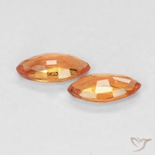 Gemas de Zafiro Naranja rojizo natural de 0.35 ct, Marquesa, VVS