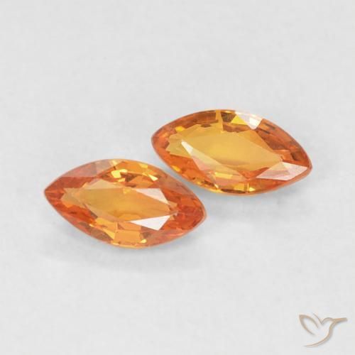 Gemas de Zafiro Naranja rojizo natural de 0.36 ct, Marquesa, VVS