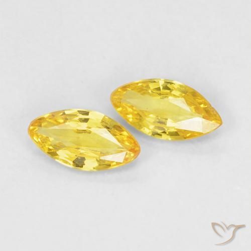 Gemas de Zafiro Amarillo medio natural de 0.32 ct, Marquesa, VS