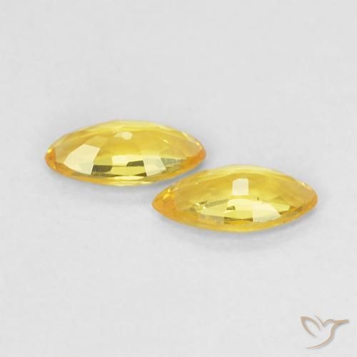 Gemas de Zafiro Amarillo medio natural de 0.32 ct, Marquesa, VS