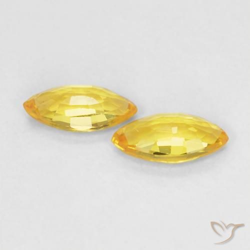 Gemas de Zafiro Amarillo miel claro natural de 0.34 ct, Marquesa, VS