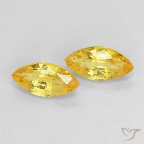 Gemas de Zafiro Amarillo medio natural de 0.42 ct, Marquesa, VS