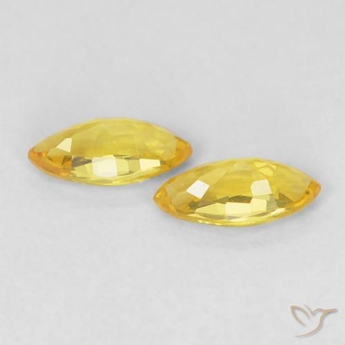 Gemas de Zafiro Amarillo medio natural de 0.42 ct, Marquesa, VS
