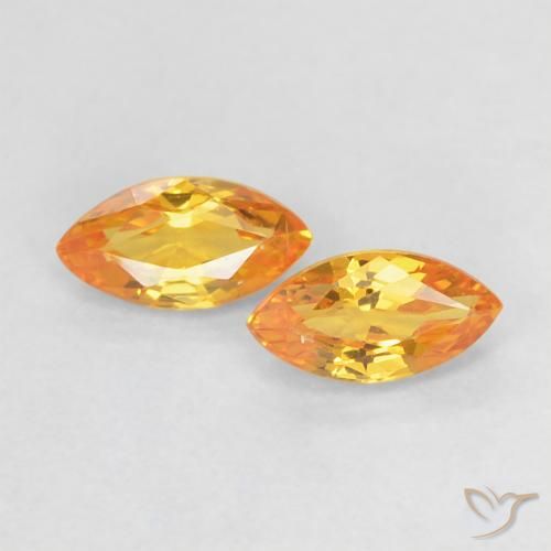 Gemas de Zafiro Naranja medio natural de 0.44 ct, Marquesa, VS