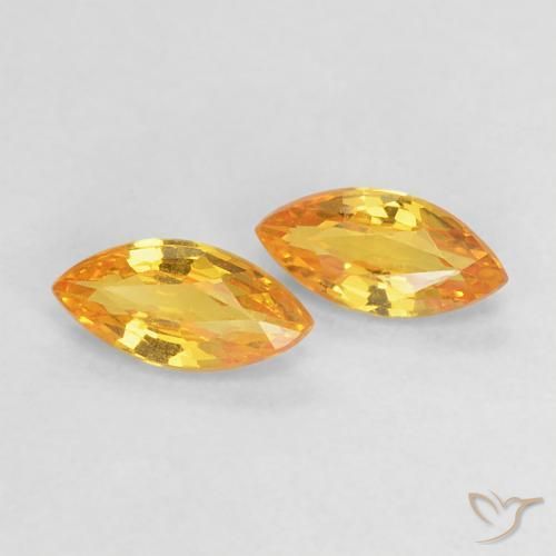 Gemas de Zafiro Dorado naranja natural de 0.37 ct, Marquesa, VVS-VS