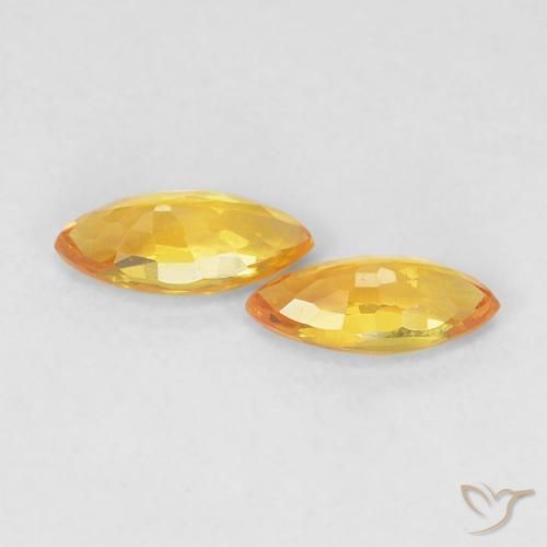Gemas de Zafiro Dorado naranja natural de 0.37 ct, Marquesa, VVS-VS