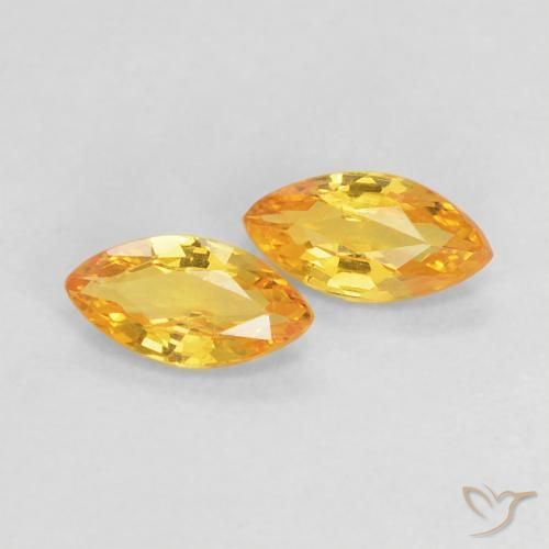 Gemas de Zafiro Dorado medio natural de 0.37 ct, Marquesa, VVS-VS