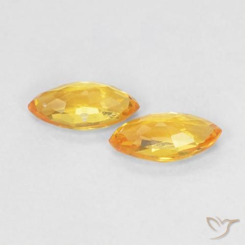 Gemas de Zafiro Dorado medio natural de 0.37 ct, Marquesa, VVS-VS