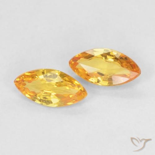 Gemas de Zafiro Dorado naranja natural de 0.38 ct, Marquesa, VVS-VS