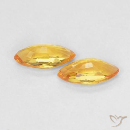 Gemas de Zafiro Dorado naranja natural de 0.38 ct, Marquesa, VVS-VS
