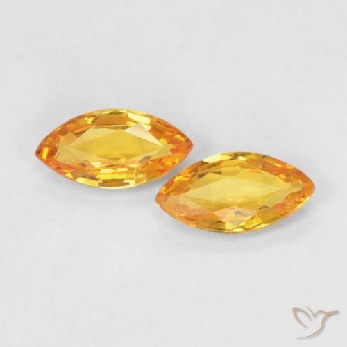 0.34ctw Natural Dorado naranja Zafiro, Marquesa, VVS-VS