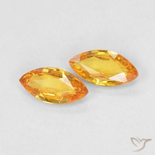 Gemas de Zafiro Dorado naranja natural de 0.34 ct, Marquesa, VVS-VS
