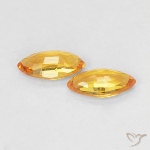 Gemas de Zafiro Dorado naranja natural de 0.34 ct, Marquesa, VVS-VS