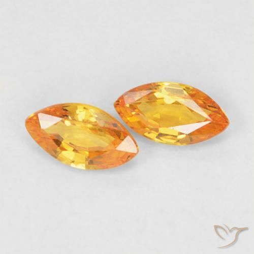 Gemas de Zafiro Naranja medio natural de 0.41 ct, Marquesa, VVS-VS