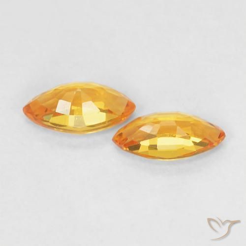 Gemas de Zafiro Naranja medio natural de 0.41 ct, Marquesa, VVS-VS